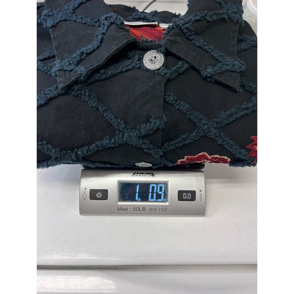 Fashion Bug 18/20 Black Shacket With Contrast Floral Embroidery & Textured Detai - Picture 9 of 9